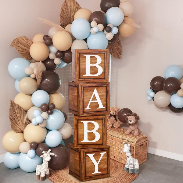 Imagem de Conjunto de decoração: caixas de balão de bebê FengRise Brown com 27 letras