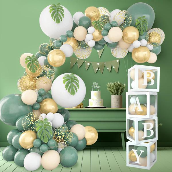 Imagem de Conjunto de decoração FengRise Sage Green Baby Shower, 4 caixas de balões