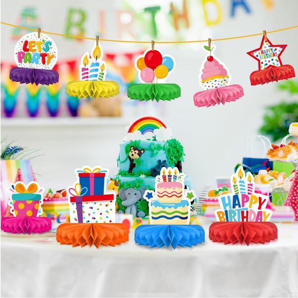 Imagem de Conjunto de decorações de aniversário Gatherfun Colorful Honeycomb