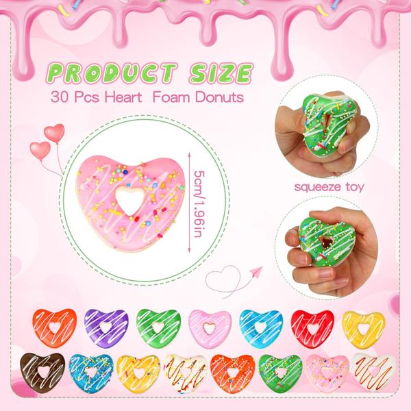 Imagem de Conjunto de donuts para alívio do estresse Jerify Valentines, 30 unidades Rainbow