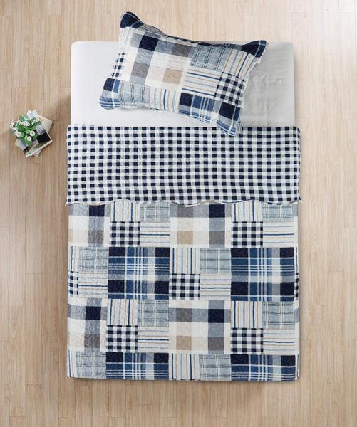 Imagem de Conjunto de edredões Brilliant Sunshine Blue Plaids Patchwork Twin