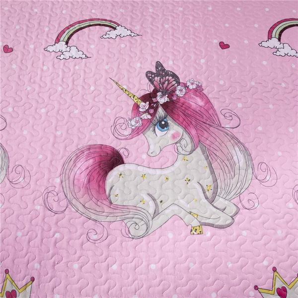 Imagem de Conjunto de edredões Girls Jessy Home Unicorn Twin Size com 2 travesseiros Sha