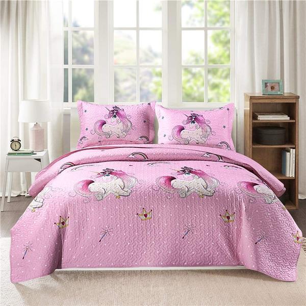 Imagem de Conjunto de edredões Girls Jessy Home Unicorn Twin Size com 2 travesseiros Sha