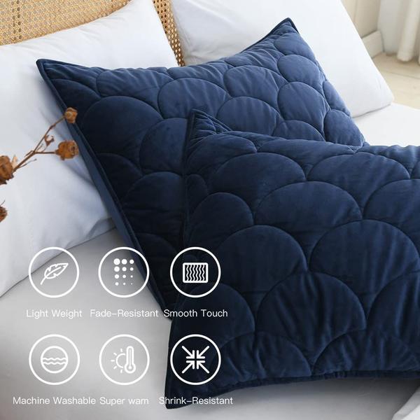 Imagem de Conjunto de edredões HORIMOTE HOME Velvet King Size Navy 3 peças