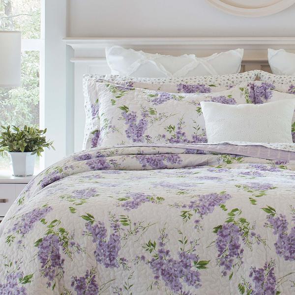 Imagem de Conjunto de edredões Laura Ashley Keighley Lilac Reversível de Algodão Twin