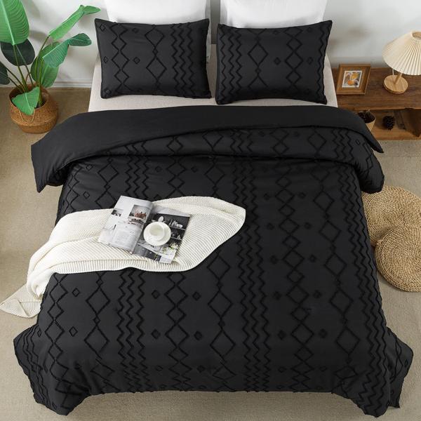 Imagem de Conjunto de edredom Andency Black Tufted King Size (264 x 229 cm), 3 peças