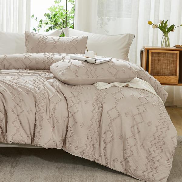 Imagem de Conjunto de edredom Andency Khaki Tufted King Size, 3 peças