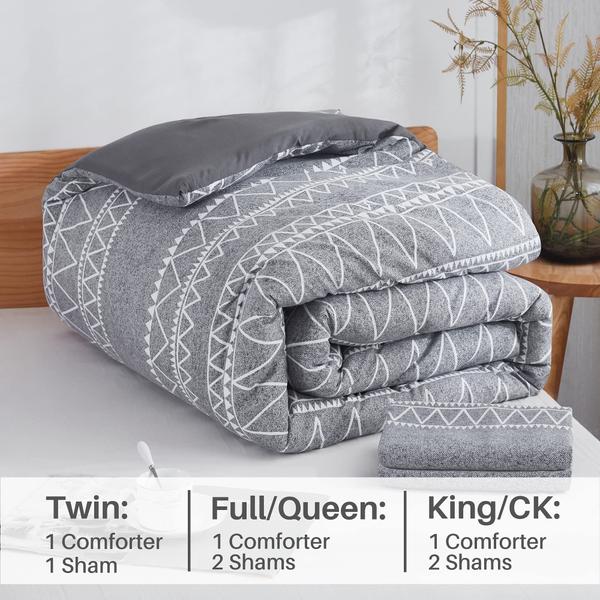 Imagem de Conjunto de edredom Atarashi Grey Twin com 1 fronha de 170x230cm