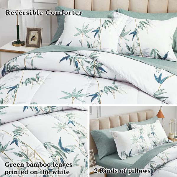 Imagem de Conjunto de edredom Bed in a Bag King Size Green Leaves Design