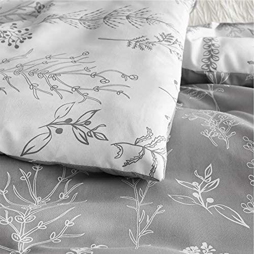 Imagem de Conjunto de edredom Bedsure King Grey com design floral reversível