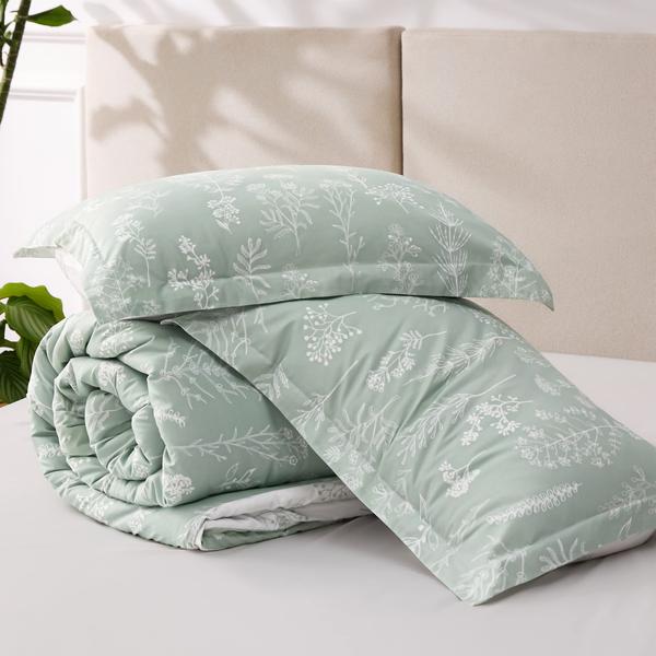 Imagem de Conjunto de edredom Bedsure King Sage Green com design floral