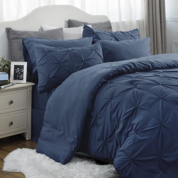 Imagem de Conjunto de edredom Bedsure Navy Queen com 7 peças