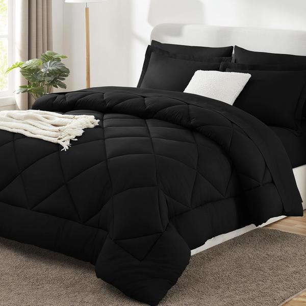 Imagem de Conjunto de edredom CozyLux King Size de 7 peças com lençóis e cama em um 