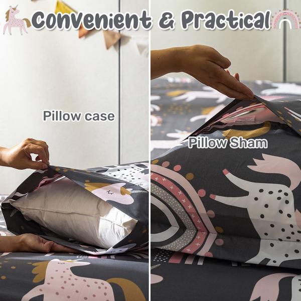 Imagem de Conjunto de edredom HollyHome Unicorn Microfiber Twin Size