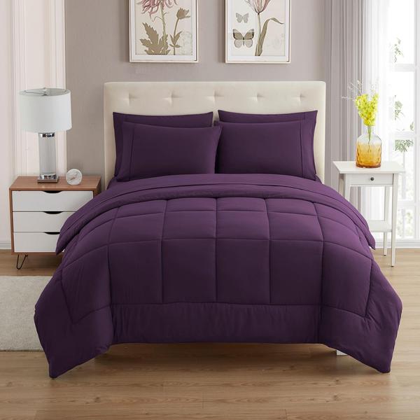 Imagem de Conjunto de edredom king size com lençóis de 7 peças roxo All Seasons