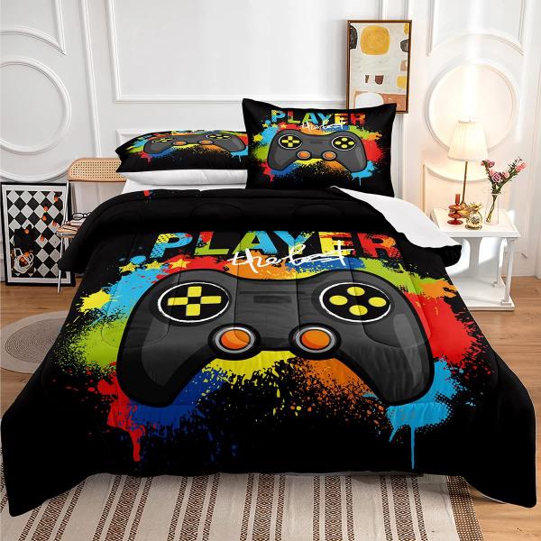 Imagem de Conjunto de edredom Lris Bedding Gamer Queen Size para meninos e crianças