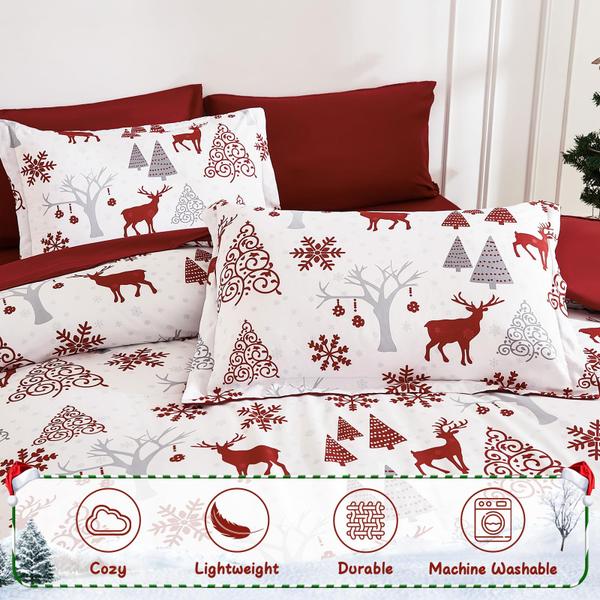 Imagem de Conjunto de edredom Luxudecor Christmas Queen, 7 peças Red Deer