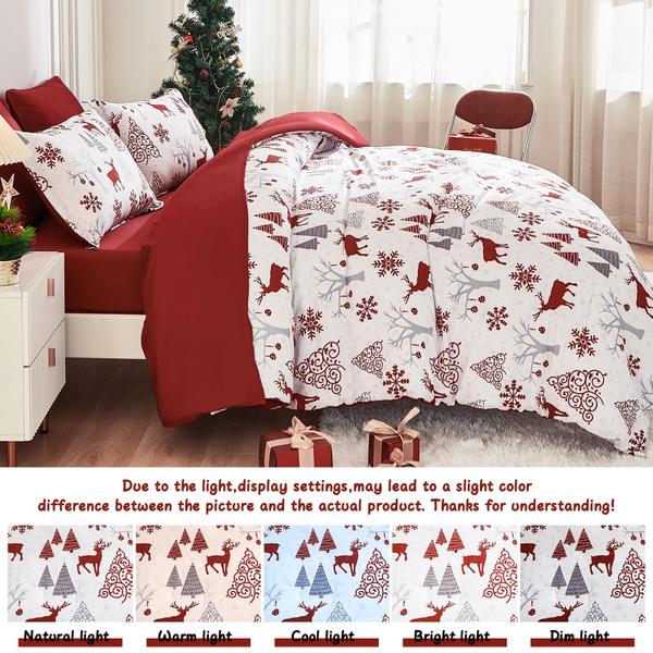 Imagem de Conjunto de edredom Luxudecor Christmas Queen, 7 peças Red Deer