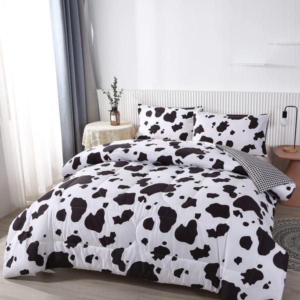 Imagem de Conjunto de edredom Mengersi Cow Print Queen Bed com 2 fronhas