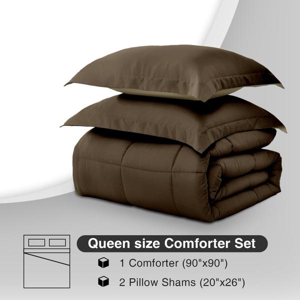 Imagem de Conjunto de edredom Satisomnia Queen Brown Lightweight, 3 peças