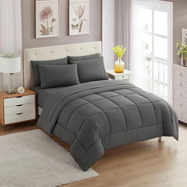 Imagem de Conjunto de edredom Sweet Home Collection Grey Twin, 5 peças