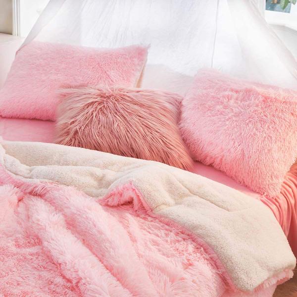 Imagem de Conjunto de edredom UOZZI BEDDING, pele sintética rosa, tamanho duplo, 3 peças