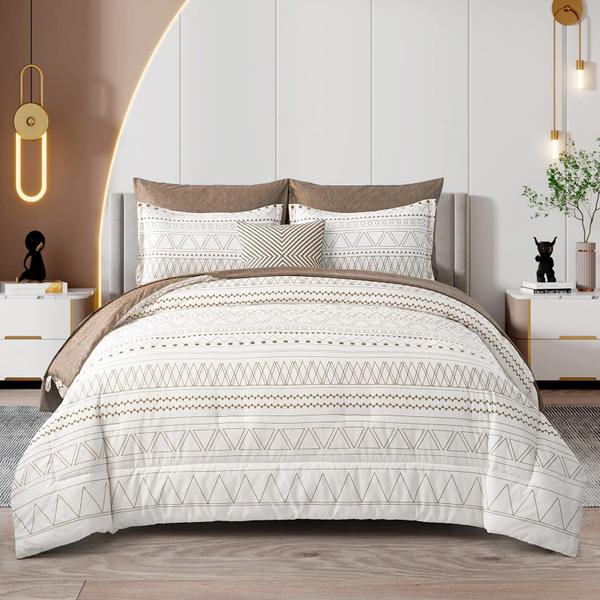 Imagem de Conjunto de edredom WONGS BEDDING Brown Boho Queen 7 peças