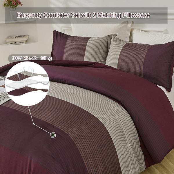 Imagem de Conjunto de edredom WONGS BEDDING Burgundy King com 2 fronhas