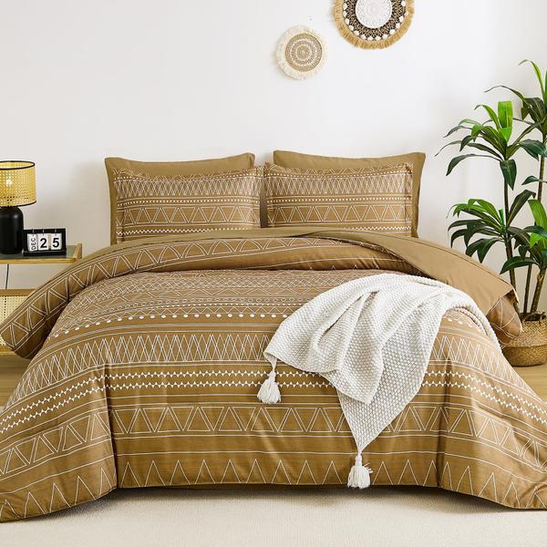 Imagem de Conjunto de edredom WONGS BEDDING Queen Boho Dark Brown 7 peças