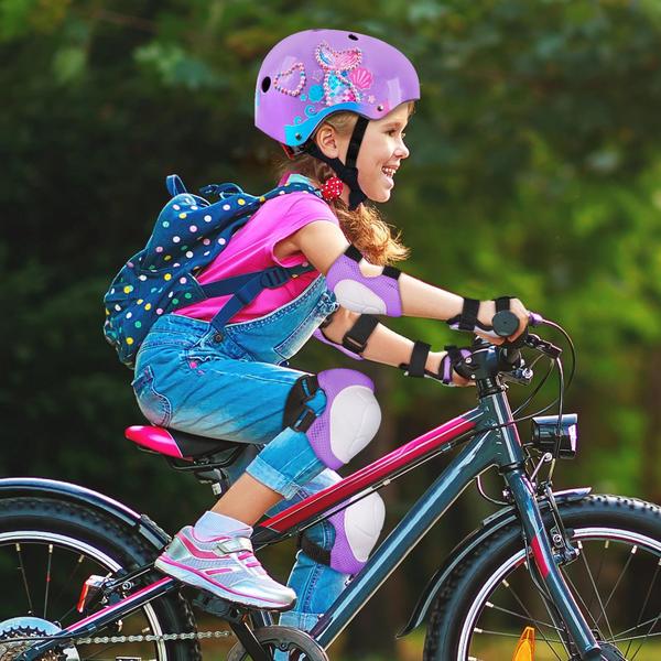 Imagem de Conjunto de equipamentos de proteção, capacete de bicicleta infantil Kids Mermaid Age 3-8