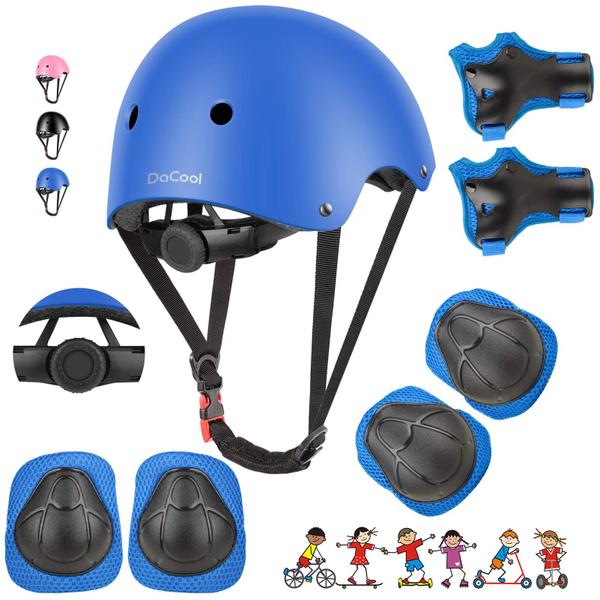 Imagem de Conjunto de equipamentos de proteção DaCool Kids Bike Helmet Skateboard Blue