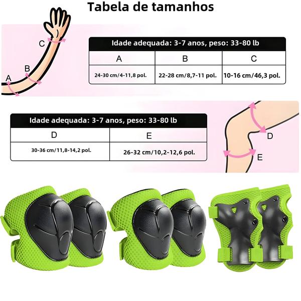 Imagem de Conjunto De Equipamentos De Proteção Para Crianças Joelheiras Cotoveleiras Para Patins Ciclismo