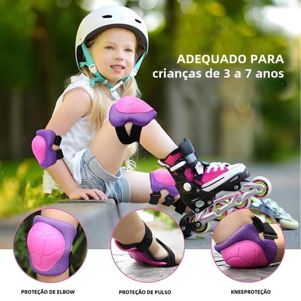 Imagem de Conjunto De Equipamentos De Proteção Para Crianças Joelheiras Cotoveleiras Para Patins Ciclismo