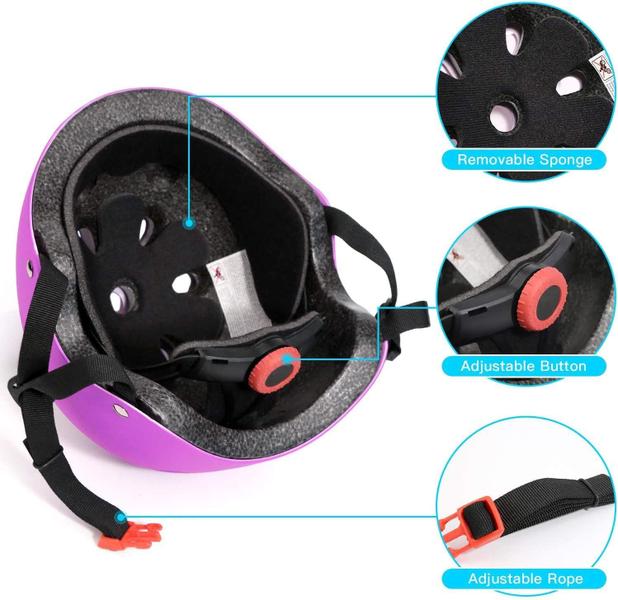 Imagem de Conjunto de equipamentos de proteção ZLEIOUY Kids Bike Helmet Skate