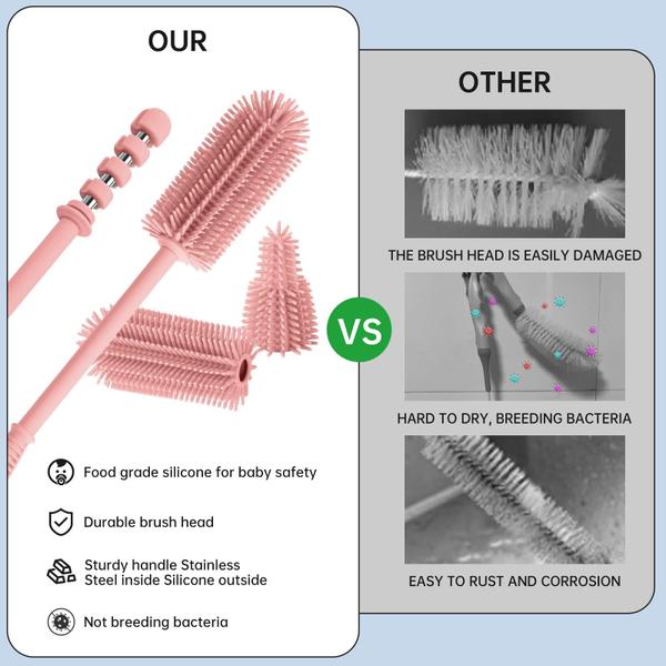Imagem de Conjunto de escovas para mamadeiras e limpador de palhas Leucite Silicone