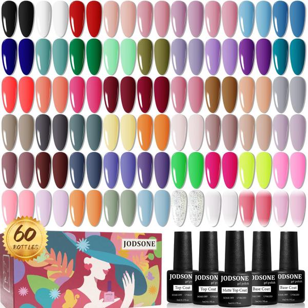 Imagem de Conjunto de esmaltes de gel JODSONE 60 unidades com base e camada superior de 5 ml