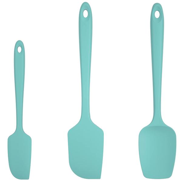 Imagem de Conjunto de espátula de silicone U-Taste, 600ºF de alta resistência ao calor, borracha flexível sem BPA sem costura, raspador de cozimento para cozinha, mistura para cozinha, para panelas antiaderentes, conjunto de 3 (Aqua Sky)