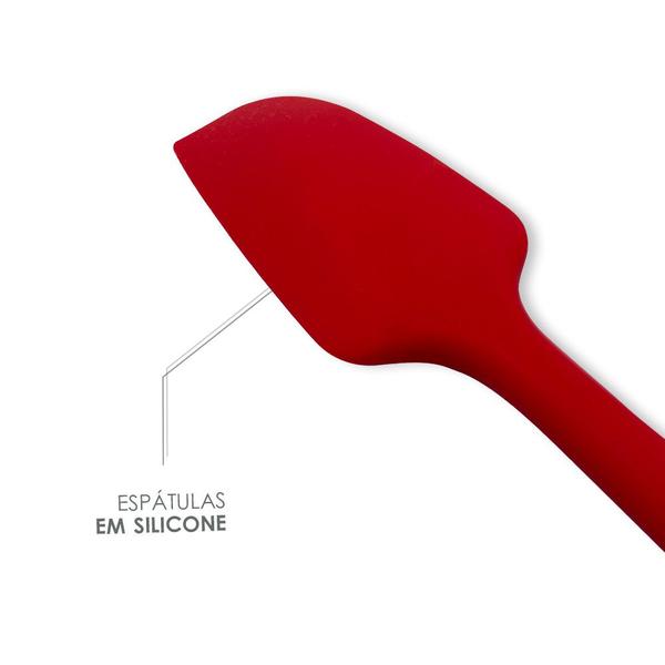 Imagem de Conjunto De Espátulas E Pegador Em Silicone Unyhome 5 Peças - VERMELHO