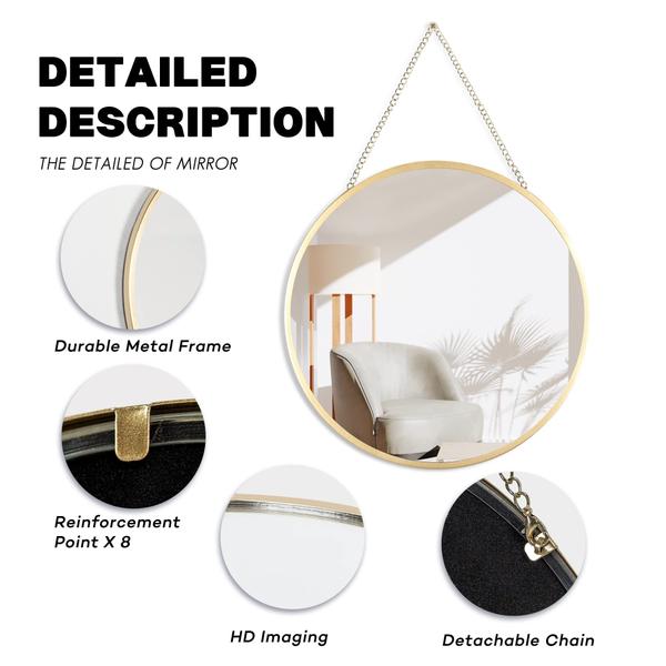 Imagem de Conjunto de espelhos Decoccino Hanging Circle Gold redondo de 10 polegadas (x3)