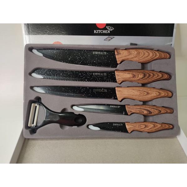 Conjunto de faca cozinha europeia aço inoxidável lâmina preta 6 peças conjunto chef conjunto especial - FACAMADEIRA Imagem de Conjunto de faca cozinha europeia aço inoxidável lâmina preta 6 peças conjunto chef conjunto especial