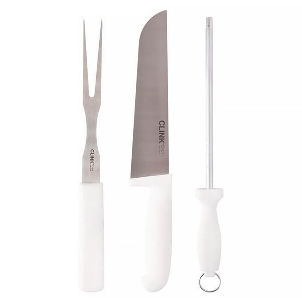 Imagem de Conjunto de Faca e Garfo Churrasco Linha Cheff 3 pçs CK5972 - Clink