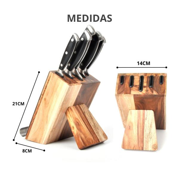 Imagem de Conjunto de Facas 5 peças Cozinha Gourmet Linha Premium e Cepo de Madeira