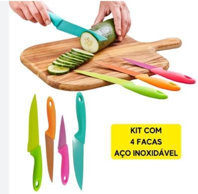 Imagem de Conjunto de Facas Chef Aço Inox Com 4 Peças Antiaderente