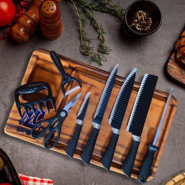Conjunto de facas chef profissional 8 peças churras - XDX Imagem de Conjunto de facas chef profissional 8 peças churras