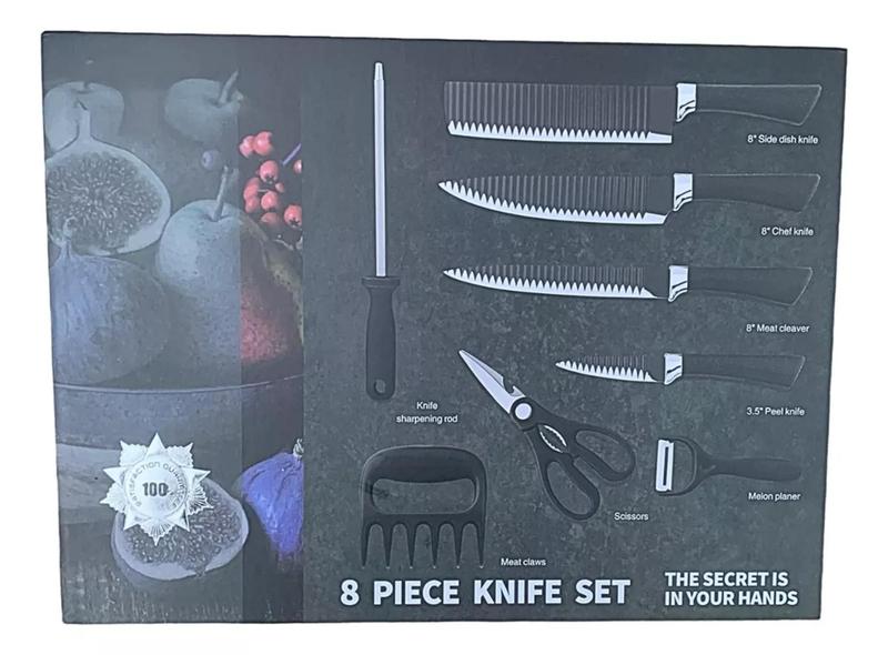 Conjunto de facas chef profissional 8 peças churras - XDX Imagem de Conjunto de facas chef profissional 8 peças churras