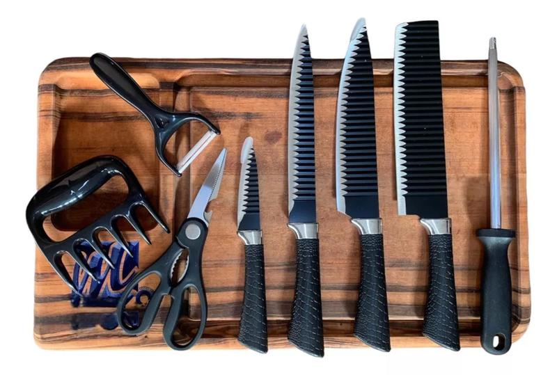 Conjunto de facas chef profissional 8 peças churras - XDX Imagem de Conjunto de facas chef profissional 8 peças churras