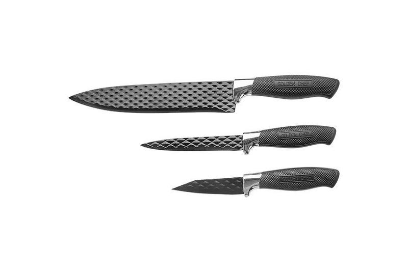Conjunto de Facas Dark 3pçs em Aço Inox e Cabo em Plástico Preto - Hauskraft Imagem de Conjunto de Facas Dark 3pçs em Aço Inox e Cabo em Plástico Preto - Hauskraft