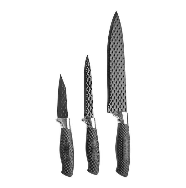 Conjunto de Facas Dark 3pçs em Aço Inox e Cabo em Plástico Preto - Hauskraft Imagem de Conjunto de Facas Dark 3pçs em Aço Inox e Cabo em Plástico Preto - Hauskraft