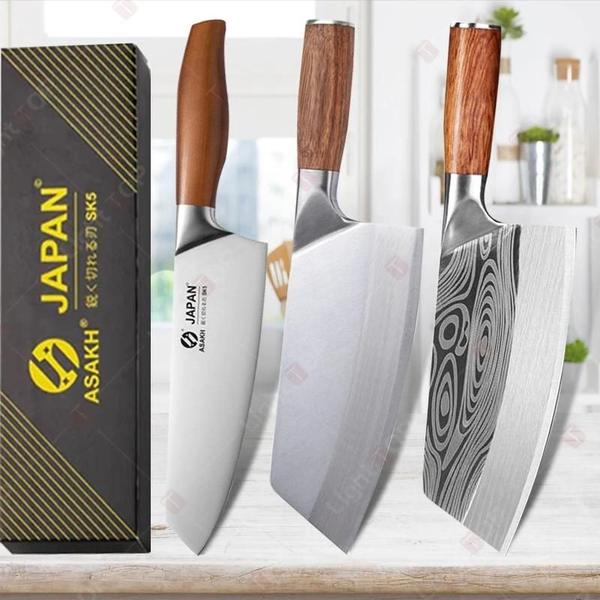 Imagem de Conjunto de Facas de Chef Japonesas Profissionais - Santoku, Cutelo e Faca para Filé