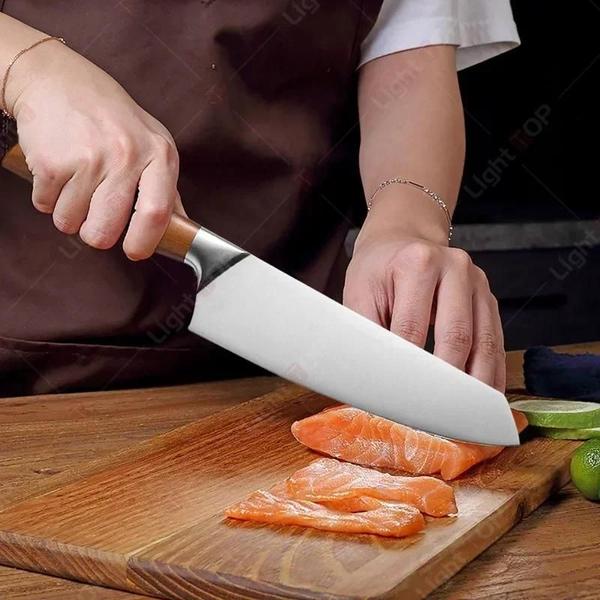 Imagem de Conjunto de Facas de Chef Japonesas Profissionais - Santoku, Cutelo e Faca para Filé